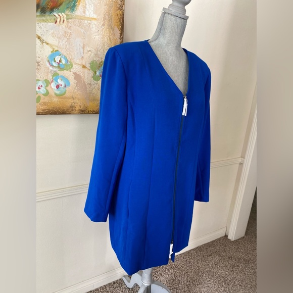 LÍNEA BY LOUIS DELL’OLIO 💙BLUE💙 V-NECK ZIP FRONT JACKET PLUS SIZE 14 🌟NWOT🌟 - Picture 4 of 16